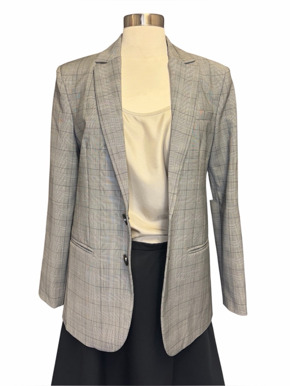 Tibi Plaid Wool Cut Out Sleeve Blazer